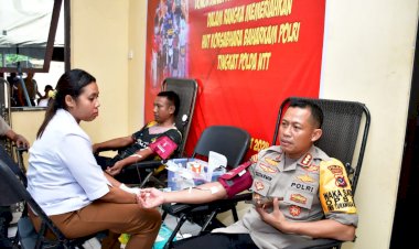 Meriahkan-HUT-Korsabhara-Baharkam-Polri,-Direktorat-Samapta-Salurkan-200-Kantung-Darah-Bagi-PMI-Kupang