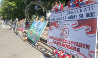 Perayaan-Hari-Bhayangkara-Ke-78,-Ratusan-Karangan-Bunga-Banjiri-Mapolda-NTT