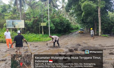 Banjir-Lahar-Dingin-Lewotobi-Laki-Laki-Timbun-Jalan-Lintas-Flores,-Kapolres-Flotim-Imbau-Warga-Waspada