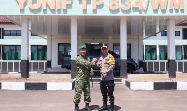 Perkuat-Sinergitas-TNI–Polri,-Kapolres-Nagekeo-Jalin-Silaturahmi-dengan-Danyon-TP-834/Wakanga-Mere