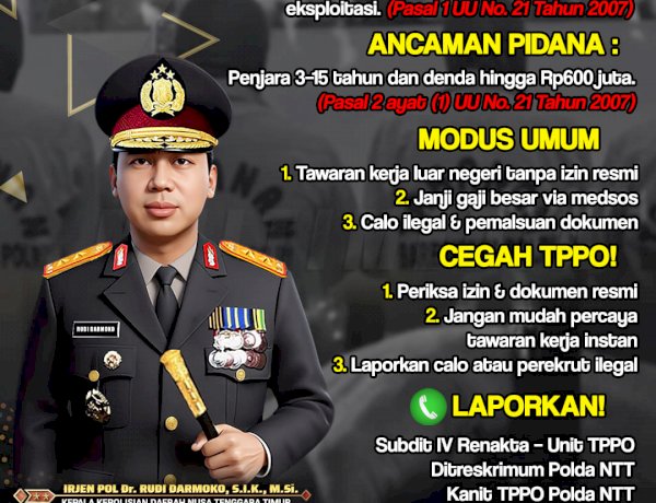 Bersama Lawan Perdagangan Manusia,Kapolda NTT Tegaskan Komitmen Menuju NTT ZERO TPPO