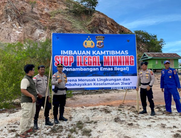 Polres Manggarai Barat Pasang Spanduk dan Gelar Sosialisasi Stop Ilegal Mining di Pulau Sebayur dan Pulau Mesa