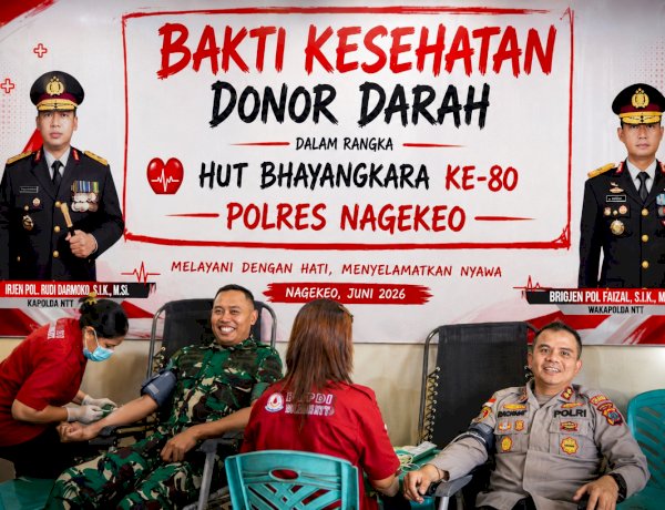 Sambut Hari Bhayangkara ke-80, Polres Nagekeo dan Yonif TP 834/Wakanga Mere Gelar Donor Darah untuk Kemanusiaan