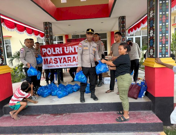 Polda NTT Salurkan Sembako dan Berikan Edukasi kepada Warga Terdampak Gempa di Manggarai Timur