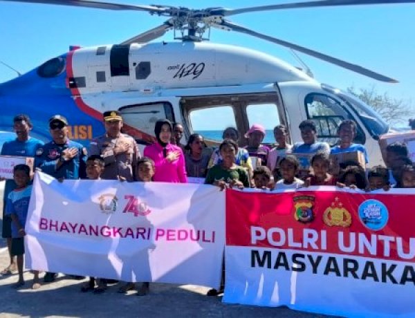 Dari Udara ke Pelukan Warga, Bhayangkari Peduli Polres Sikka Bawa Harapan ke Palue Pascagempa