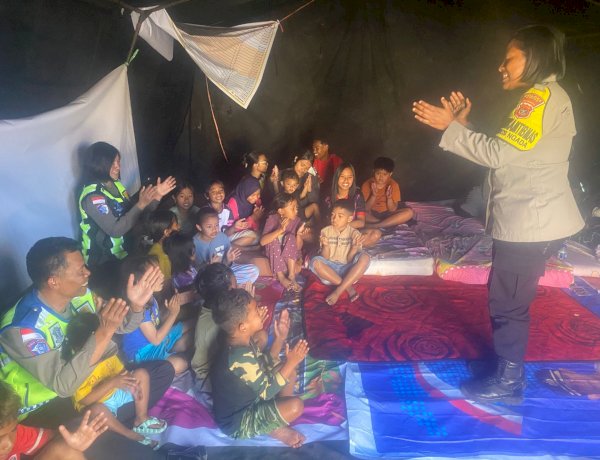 Trauma Healing Satlantas Polres Ngada, Hadirkan Senyum dan Keceriaan Anak-Anak Korban Bencana