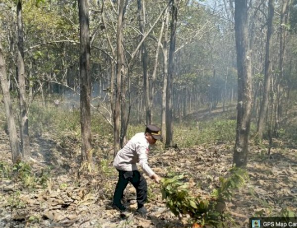Gerak Cepat Polres Malaka Padamkan Titik Api di Hutan Kateri, Cegah Karhutla Meluas