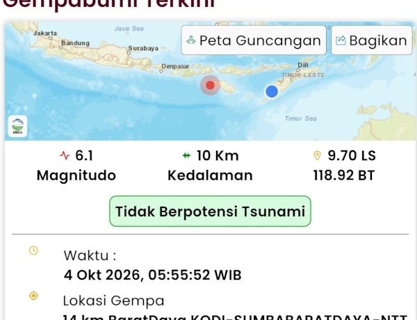 Pasca-Gempa M6,1 di Sumba Barat Daya, Polda NTT Minta Masyarakat Tak Panik dan Cermati Informasi Resmi
