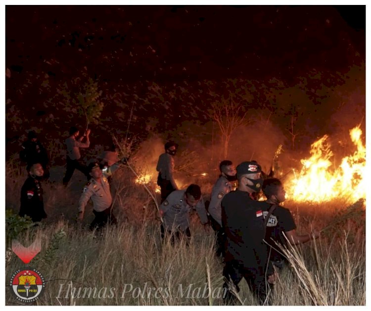 Personel Polres Manggarai Barat Berhasil Padamkan Api di Bukit Silvya Labuan Bajo
