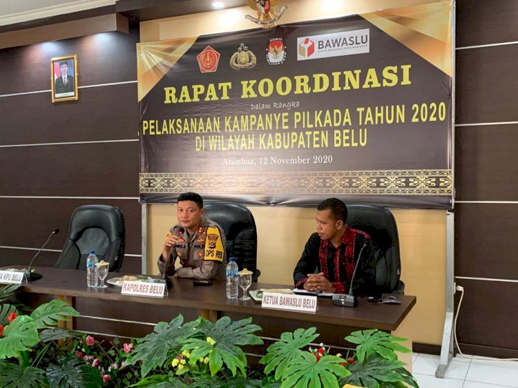 Evaluasi Pelaksanaan Kampanye Pilkada 2020, Polres Belu Gelar Rakor Bersama TNI dan Penyelenggara Pemilu