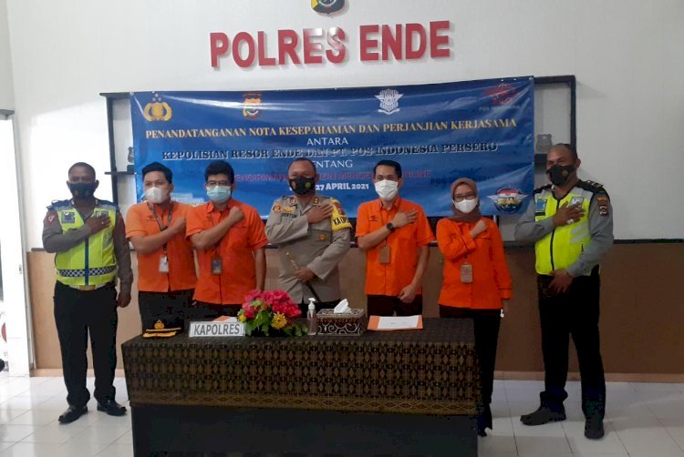 Permudah Pelayanan, Polres Ende Jalin Kerjasama Dengan PT. Pos Indonesia