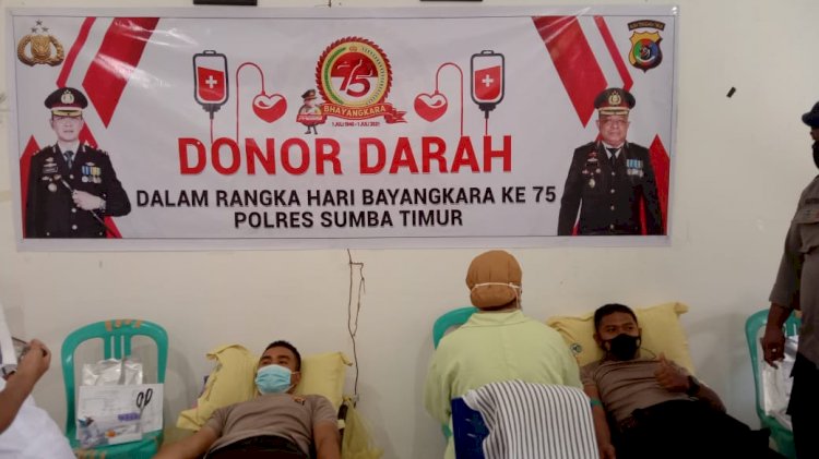 Sambut HUT Bhayangkara ke-75, Polres Sumba Timur Gelar Aksi Donor Darah