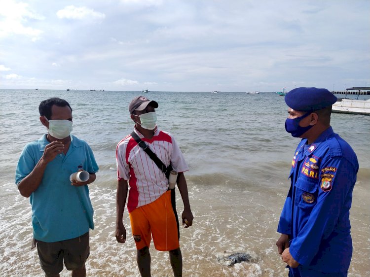 Patroli Pesisir di Sulamanda, Personil Ditpolairud Polda NTT Imbau Nelayan Terapkan 5M dalam Beraktivitas