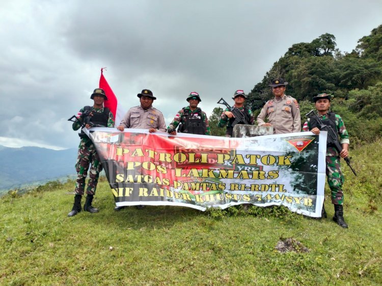 Sinergitas TNI Polri dalam Menjaga Batas Negara,  Polsubsektor Lakmaras Polres Belu Bersama Satgas Pamtas Gelar Patroli