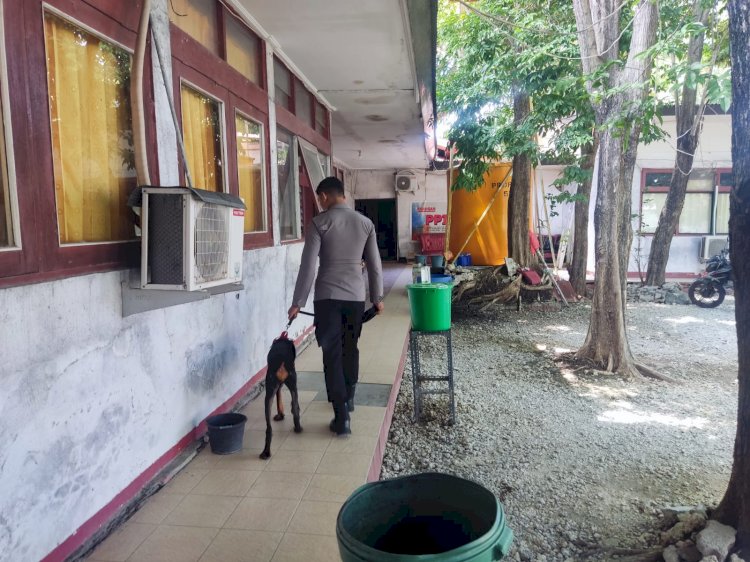Subsatgas Sterilisasi OMB Turangga Pengecekan Kantor KPU dan Bawaslu NTT dengan Anjing Pelacak