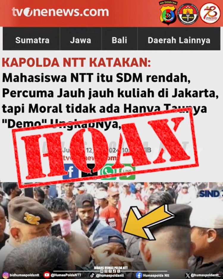 Polda NTT Akan Tindak Tegas Pembuat dan Penyebar Hoax yang Cemarkan Institusi Kepolisian