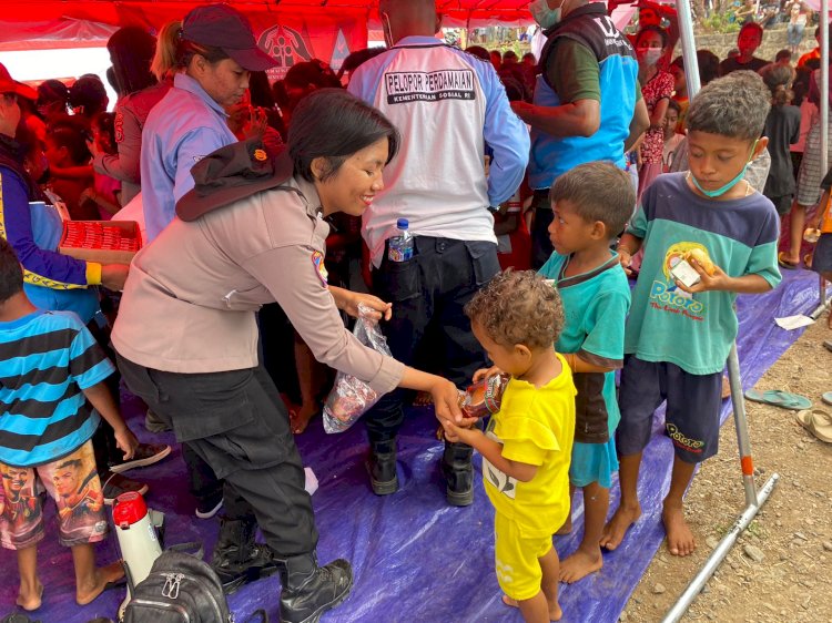 Ratusan Anak Korban Erupsi Lewotobi Ikuti Trauma Healing Bersama Polda NTT