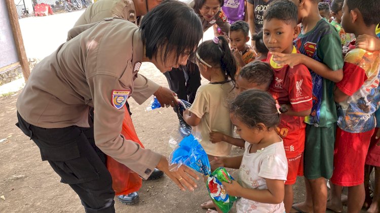 Polri Untuk Masyarakat, Polda NTT dan Polres Flotim Hadir Obati Trauma Anak-anak Pasca Erupsi Gunung Lewotobi