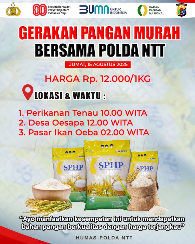 Polda NTT Ajak Warga Manfaatkan Gerakan Pangan Murah di Tiga Titik Pesisir Kupang