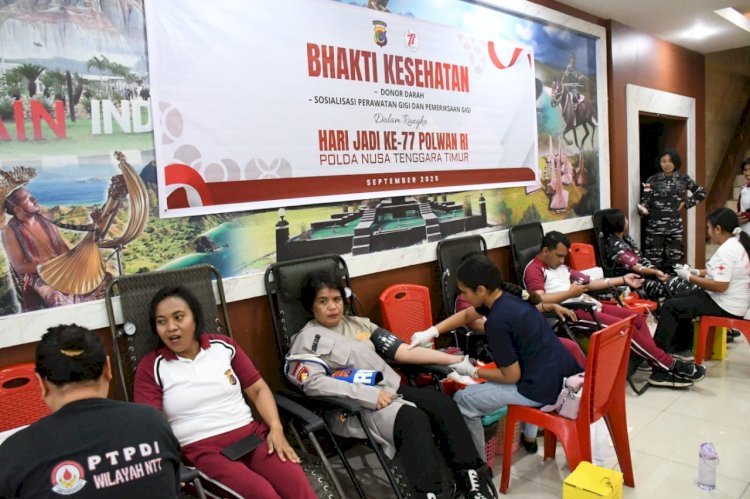 Semarak Hari Jadi ke-77 Polwan RI, Polda NTT Gelar Bhakti Kesehatan Donor Darah dan Sosialisasi Perawatan Gigi