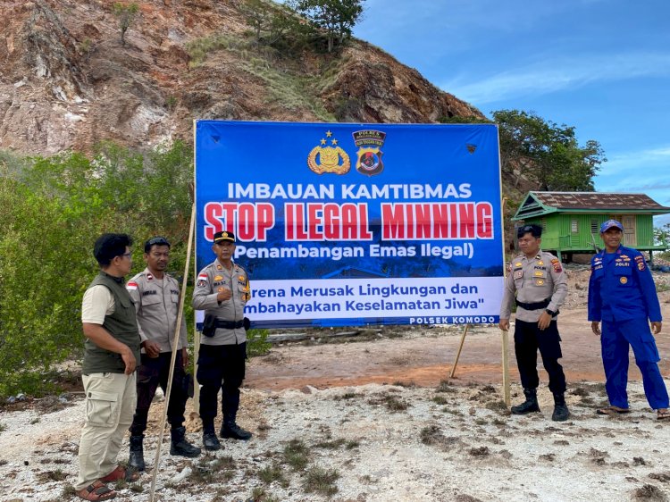 Polres Manggarai Barat Pasang Spanduk dan Gelar Sosialisasi Stop Ilegal Mining di Pulau Sebayur dan Pulau Mesa