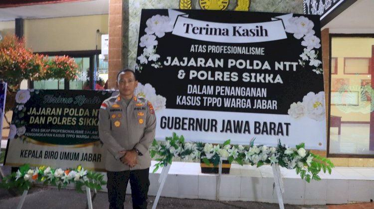 Deretan Karangan Bunga Penuhi Mako Polres Sikka, Simbol Dukungan Publik atas Pengungkapan Kasus TPPO