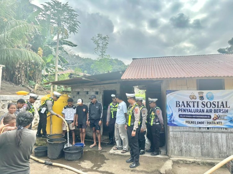 Sambut Hari Bhayangkara ke-80, Polres Ende Salurkan 15.000 Liter Air Bersih untuk Warga Onekore