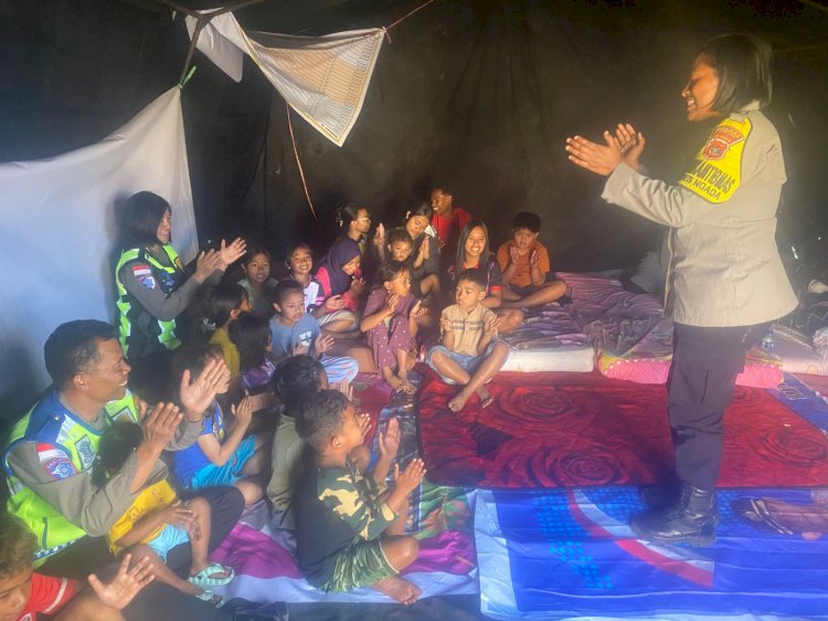 Trauma Healing Satlantas Polres Ngada, Hadirkan Senyum dan Keceriaan Anak-Anak Korban Bencana