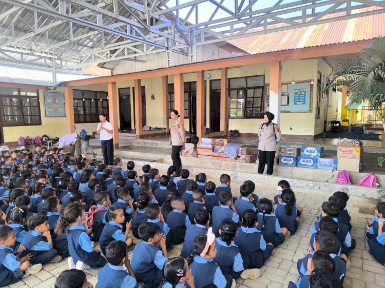 Polda NTT Hadir Berikan Trauma Healing dan Pelayanan Kesehatan Bagi Anak Terdampak Gempa di Manggarai Barat