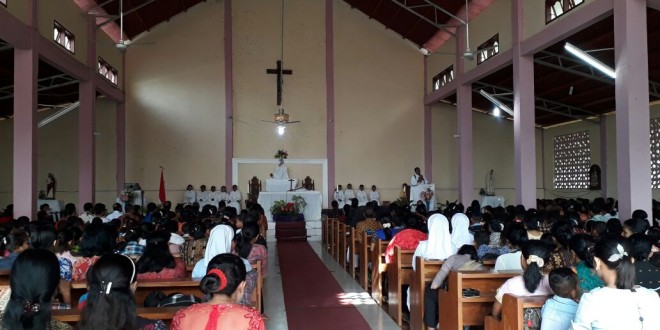 Polsek Mauponggo Gelar Pengamanan Ibadah Misa HUT RI Ke-72