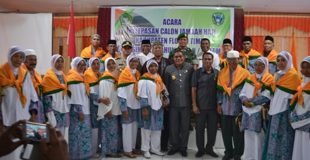 Bersama Forkopimda Kapolres Flotim hadiri Pelepasan dan Pemberangkatan Jemaah Calon Haji Kabupaten Flotim