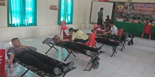 Sinergitas TNI-Polri, Anggota Polres Belu Ikut Donor Darah Sambut Hari Juang Kartika ke - 73