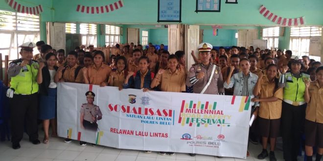 MRSF Polres Belu:Ratusan Pelajar Bina Karya Atambua Siap Jadi Relawan Lalu Lintas Millenial