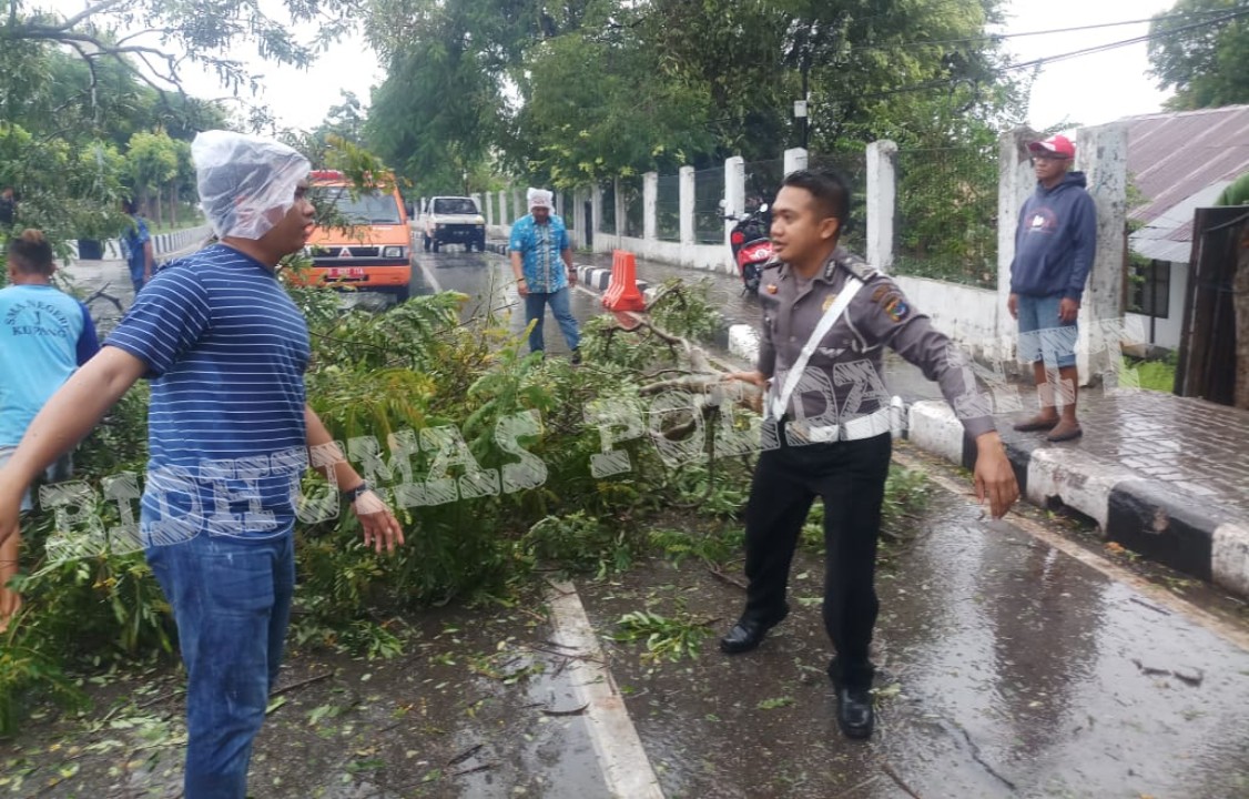 Personel Polres Kupang Kota Pembersihan Pohon Tumbang