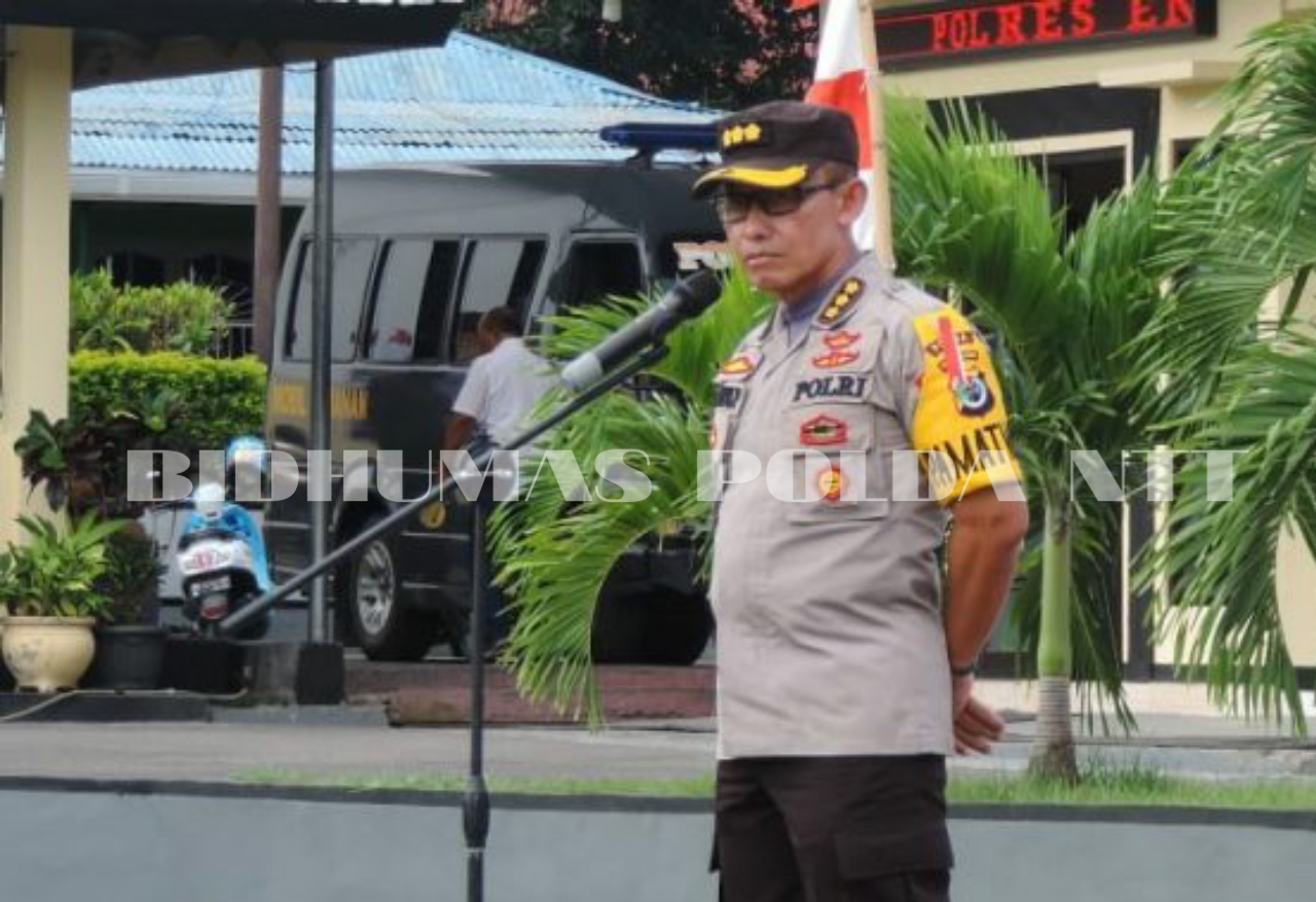 Kabid TI Polda NTT Pimpin Apel Pergeseran Pasukan Pengamanan TPS di Wilayah Ende